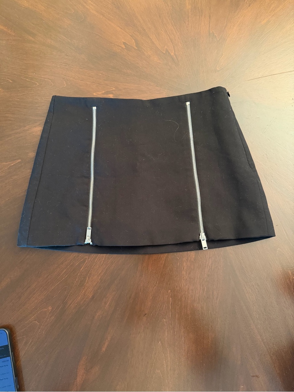 Zara Black Mini Skirt with Dual Silver Zippers